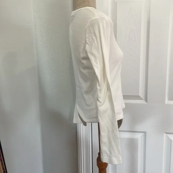 Vtg Tommy jeans Girl top Hilfiger White long sleeve shirt embellished jersey L - Picture 3 of 8